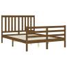 Honey Brown Small Double Bed Frame with Headboard | HipoMarket