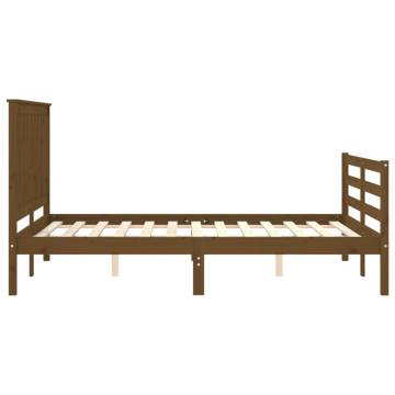 Honey Brown Small Double Bed Frame with Headboard | HipoMarket