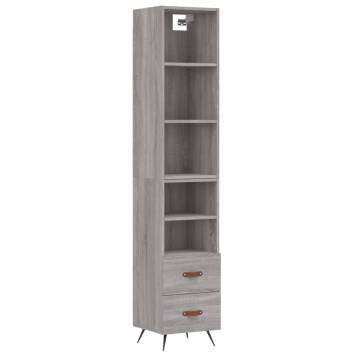 Stylish Highboard Grey Sonoma - 34.5x34x180 cm Engineered Wood