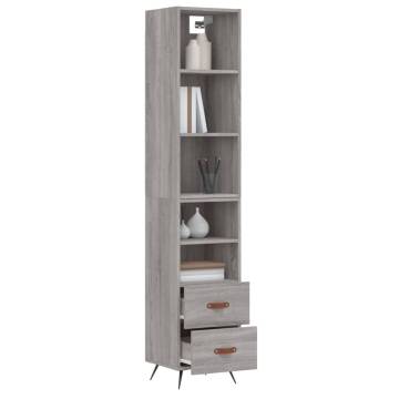 Stylish Highboard Grey Sonoma - 34.5x34x180 cm Engineered Wood