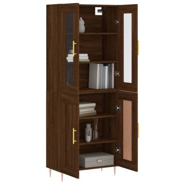 Stylish Highboard Brown Oak 69.5x34x180 cm | Hipomarket