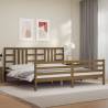 Bed Frame with Headboard Honey Brown 200x200 cm Solid Wood Colour honey brown Size 200 x 200 cm 