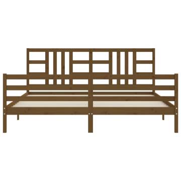 Honey Brown Bed Frame with Headboard - 200x200 cm