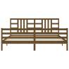 Honey Brown Bed Frame with Headboard - 200x200 cm