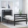 Bed Frame with Headboard Black 100x200 cm Solid Wood Colour black Size 100 x 200 cm 