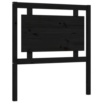 Black Bed Frame with Headboard - 100x200 cm Solid Wood