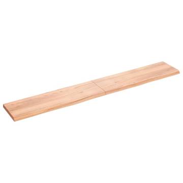 Light Brown Wall Shelf - Treated Solid Oak Wood 200x30 cm