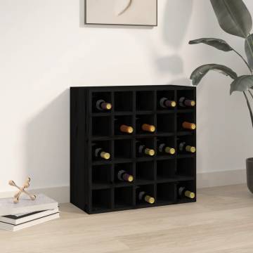 Stylish Black Wine Cabinet - 56x25x56 cm Solid Pine Wood