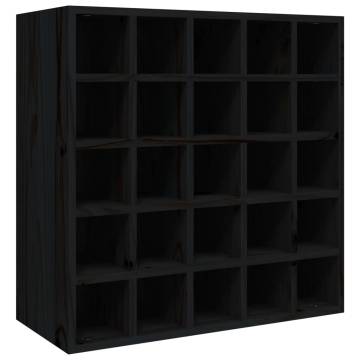 Stylish Black Wine Cabinet - 56x25x56 cm Solid Pine Wood