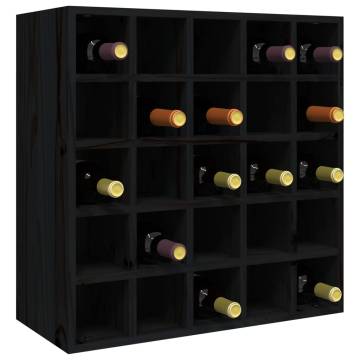 Stylish Black Wine Cabinet - 56x25x56 cm Solid Pine Wood