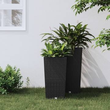 Stylish Anthracite Rattan Planter with Removable Inner