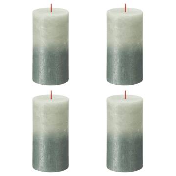 Bolsius Rustic Pillar Candles Sunset - Foggy Green & Oxide Blue