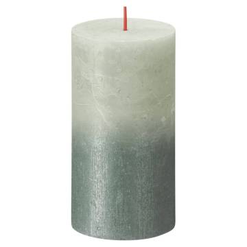 Bolsius Rustic Pillar Candles Sunset - Foggy Green & Oxide Blue