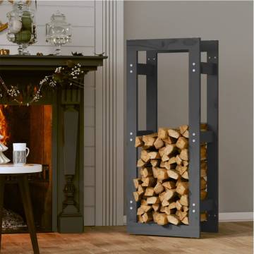 Firewood Rack Grey 41x25x100 cm Solid Pine Wood Storage