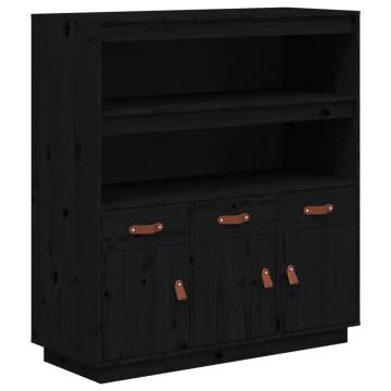 Highboard Black - Solid Pine Wood 100x40x108.5 cm