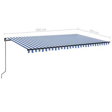 Manual Retractable Awning 500x350 cm - Blue & White