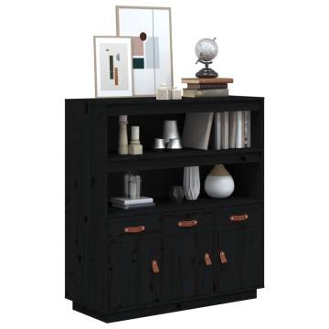 Highboard Black - Solid Pine Wood 100x40x108.5 cm