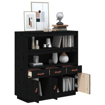 Highboard Black - Solid Pine Wood 100x40x108.5 cm