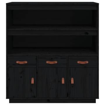 Highboard Black - Solid Pine Wood 100x40x108.5 cm