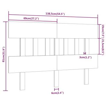 Grey Bed Headboard 138.5x3x81 cm | Solid Wood Pine