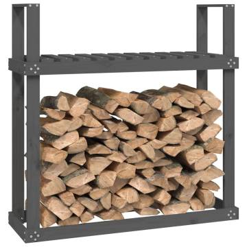 Firewood Rack Grey 110x35x108.5 cm - Solid Pine Wood Storage