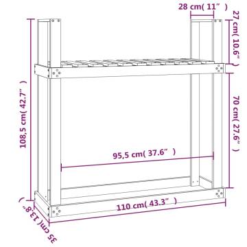 Firewood Rack Grey 110x35x108.5 cm - Solid Pine Wood Storage