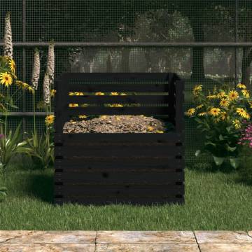 Composter Black 80x80x78 cm - Solid Wood Pine | HipoMarket