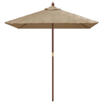 Garden Parasol with Wooden Pole - Taupe 198x198 cm