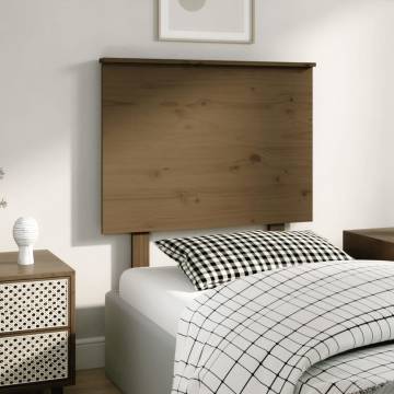 Honey Brown Solid Pine Bed Headboard - 79x6x82.5 cm