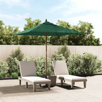 Stylish Garden Parasol with Wooden Pole - Green 198x198x231 cm