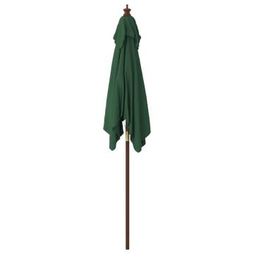 Stylish Garden Parasol with Wooden Pole - Green 198x198x231 cm