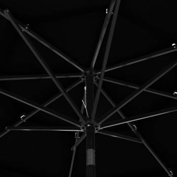 3-Tier Black Parasol with Aluminium Pole - Perfect Outdoor Shade