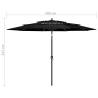 3-Tier Black Parasol with Aluminium Pole - Perfect Outdoor Shade