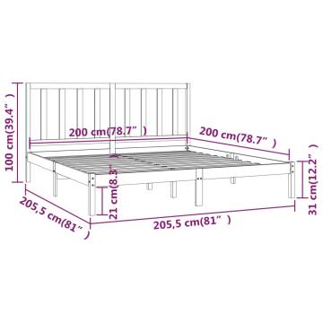 Grey Solid Wood Pine Bed Frame 200x200 cm - HipoMarket