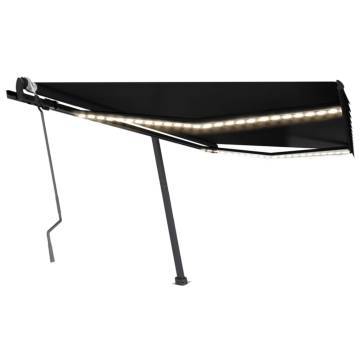 Manual Retractable Awning with LED - Anthracite 450x300 cm