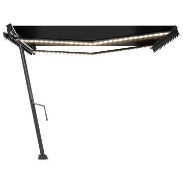 Manual Retractable Awning with LED - Anthracite 450x300 cm