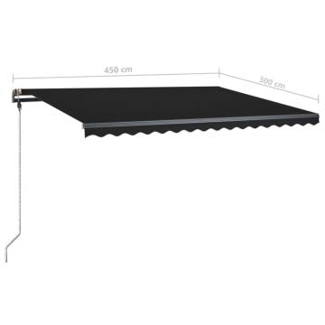 Manual Retractable Awning with LED - Anthracite 450x300 cm