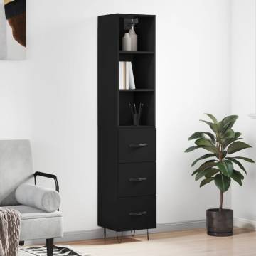 Stylish Black Highboard 34.5x34x180 cm - Durable & Elegant