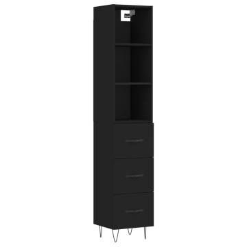 Stylish Black Highboard 34.5x34x180 cm - Durable & Elegant