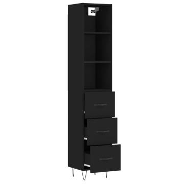 Stylish Black Highboard 34.5x34x180 cm - Durable & Elegant