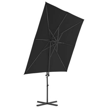 Cantilever Umbrella with Steel Pole - 250x250 cm Black Shade