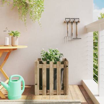 Garden Planter with Fence Design - Solid Pine Wood 50x50x50 cm