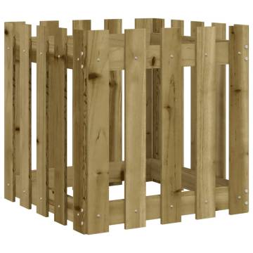 Garden Planter with Fence Design - Solid Pine Wood 50x50x50 cm