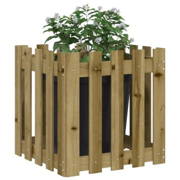 Garden Planter with Fence Design - Solid Pine Wood 50x50x50 cm