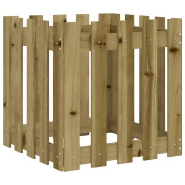 Garden Planter with Fence Design - Solid Pine Wood 50x50x50 cm