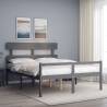 Bed Frame with Headboard Grey King Size Solid Wood Colour grey Size 150 x 200 cm Model high 