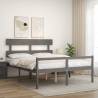 Grey King Size Bed Frame with Headboard | Solid Pine Wood