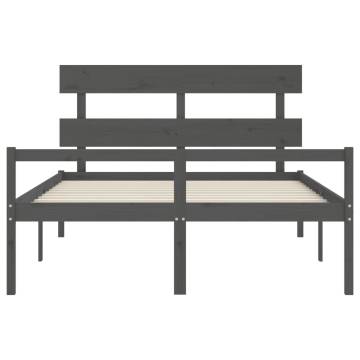 Grey King Size Bed Frame with Headboard | Solid Pine Wood