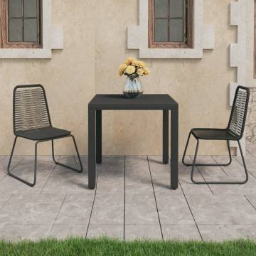 3 Piece Garden Dining Set - PVC Rattan Black | Hipo Market