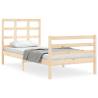 Solid Wood Small Single Bed Frame with Headboard | Hipomarket